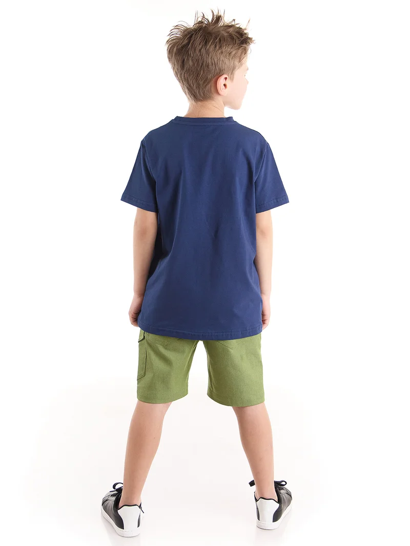 ج&مشب Safari Boy T-shirt&Gabardine Shorts Set